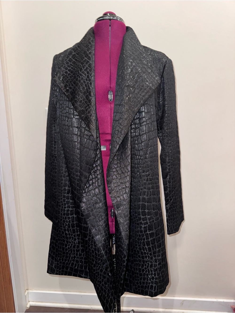 Vintage Calvin Klein Black Reflective Snake Skin Ruffled Jacket